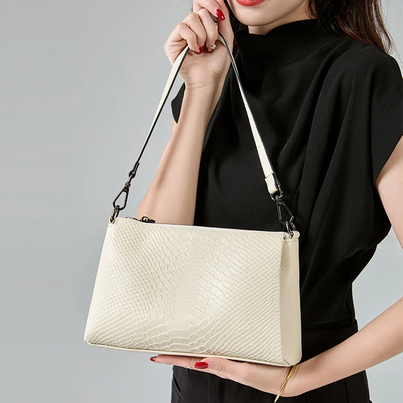 

Women's Cowhide Genuine Leather Handbag Fashion Single Shoulder Crossbody Bag Female Large Capacity Small Square Underarm Bags