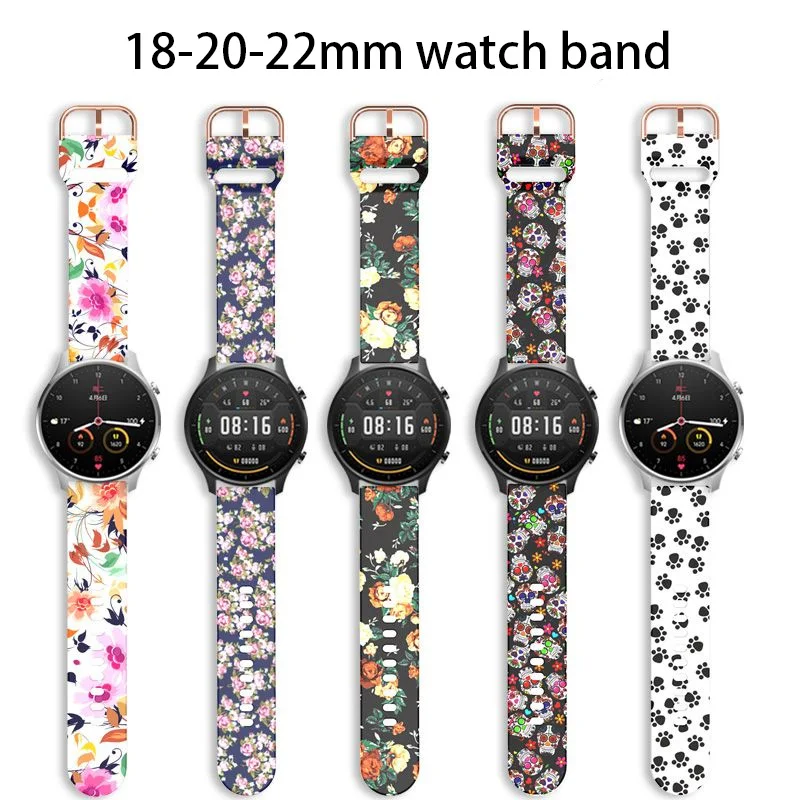 22MM 20mm 18mm band For Redmi Watch 5 lite/ Xiaomi Mi Watch 5 Active Wristband Printed Silicone Bracelet Sport strap Accessories