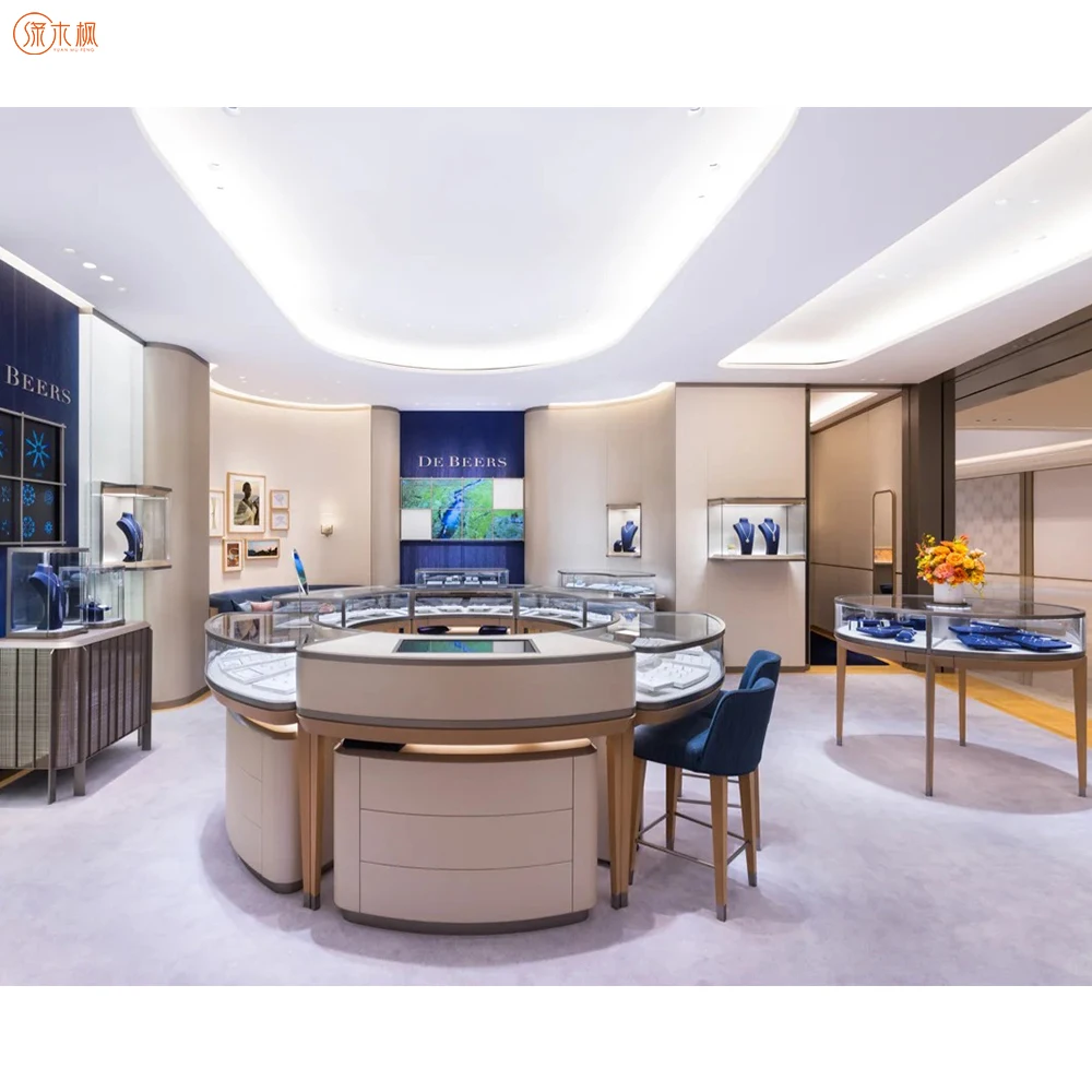 Boutique Oval Jewelry Store Design Schmuck Display Counter Custom Factory Supply