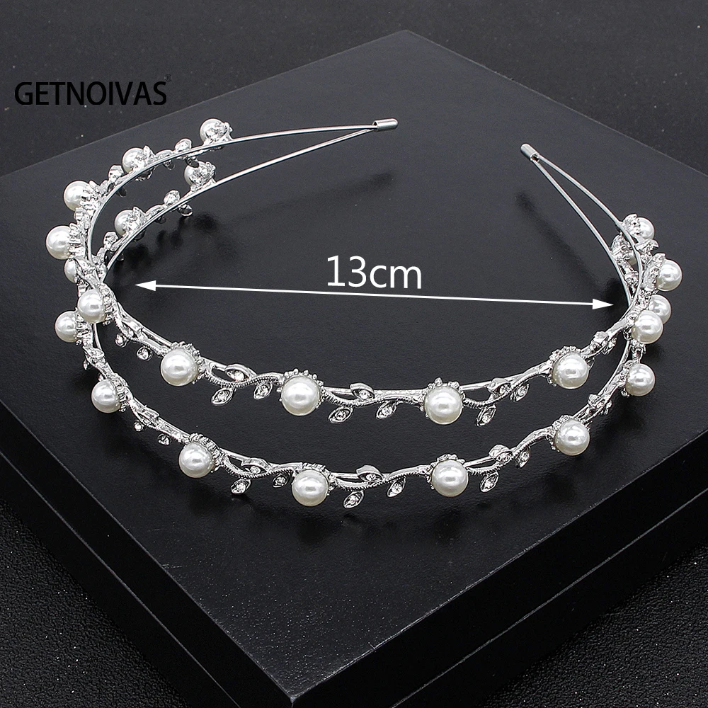 Silver Color Headbands Pearl Hairbands Tiaras Beads Crowns Wedding Party Prom Hair Accessories Women Girls Head Jewelry SL