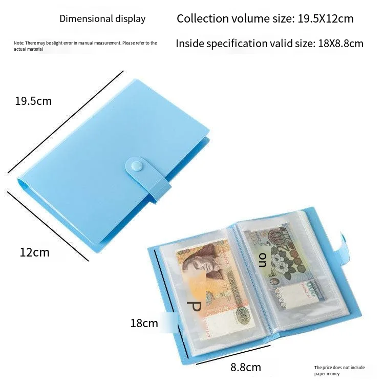 Banknote album 100 bills collection 50 white inner leaf loose-leaf PU cover paper money collection album compact and portable