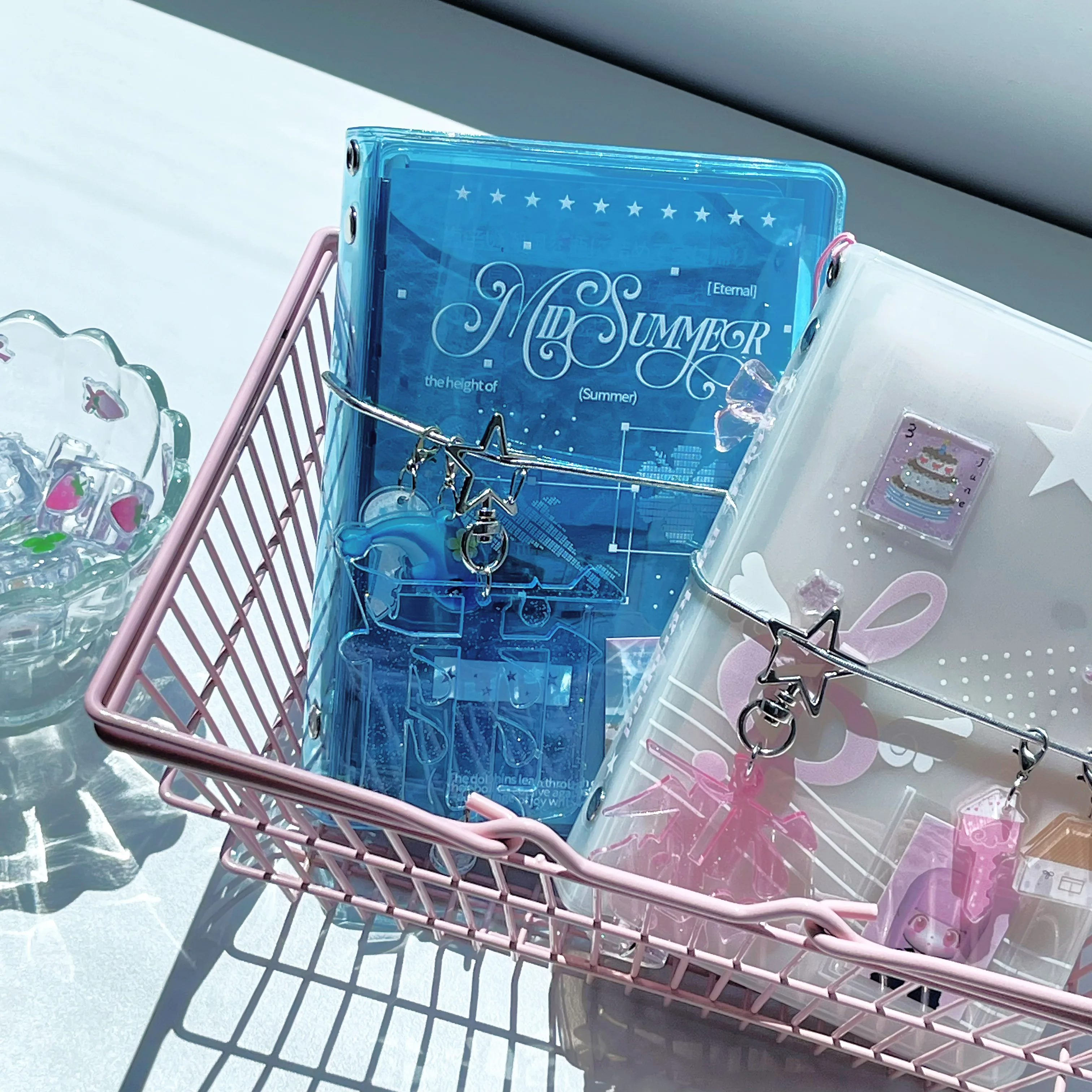 A7 الموثق ثلاثي الطي غطاء بولي كلوريد الفينيل المنظم WAKAWAKA منعش الصيف المحيط موضوع مخطط مع سحر ملحق مقسم صفحات دفتر #4