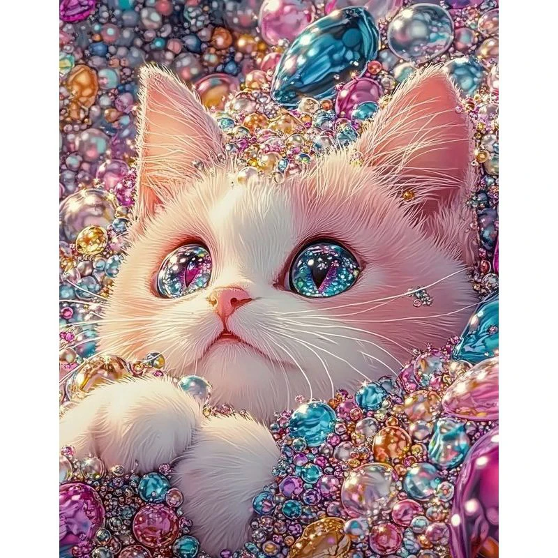 

Набор алмазной вышивки Nabi Diamond Mosaic Cat, картина животных из акриловой алмазной живописи, круглый полный дрель, декор