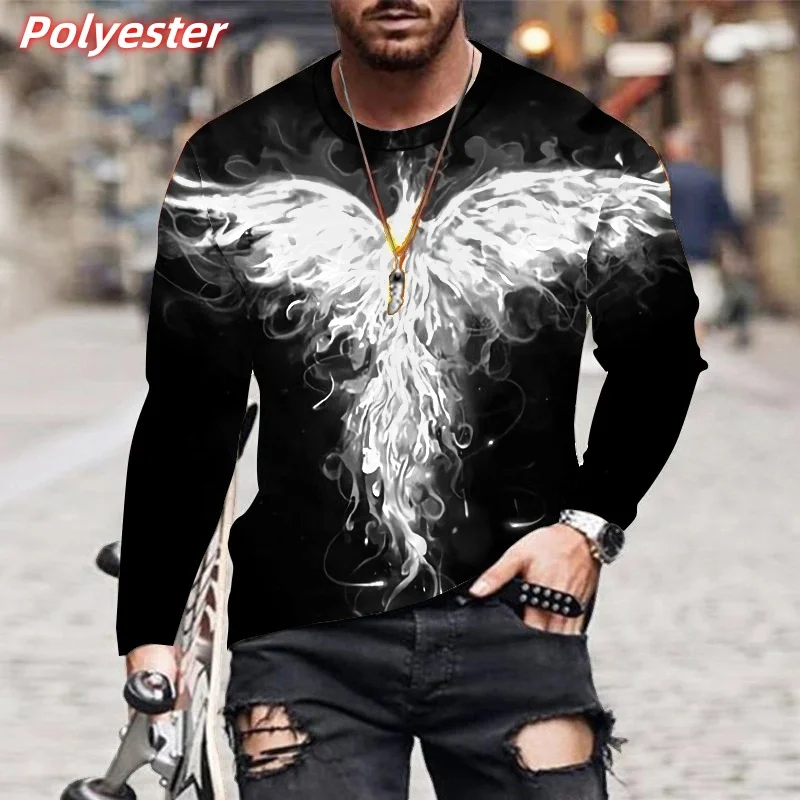 Flame Phoenix Pattern T Shirts For Men Colorful Bird 3D Printed T-Shirt Summer Casual Fashion O-Neck Tops Short Sleeve Tees