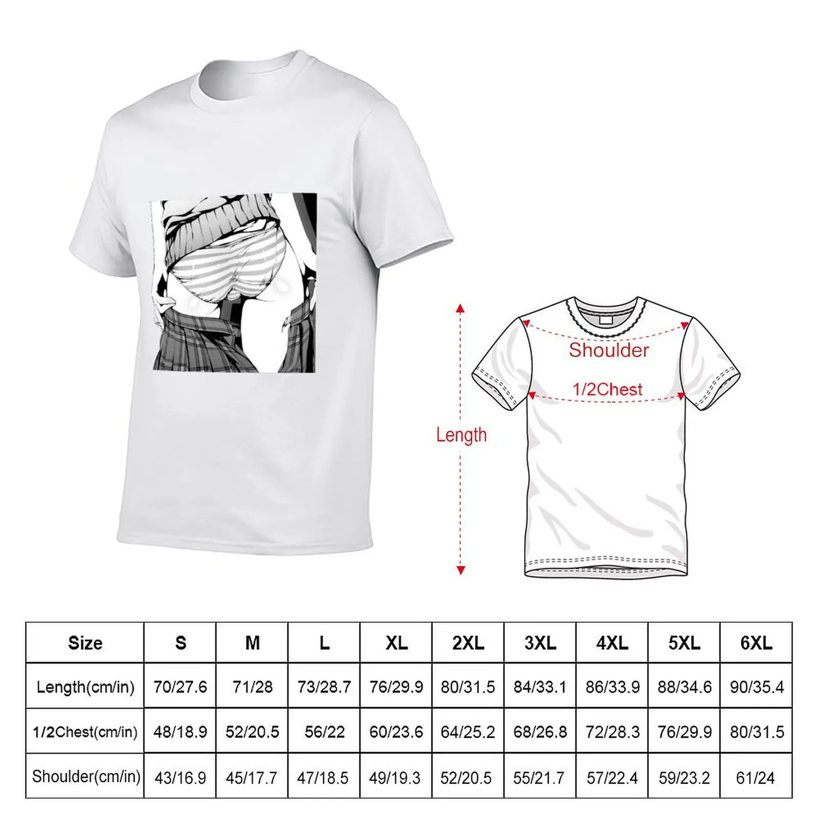 Anime Girl Skirt Booty Shemale T-Shirt Active Sports Short Sleeve Cotton Shirt