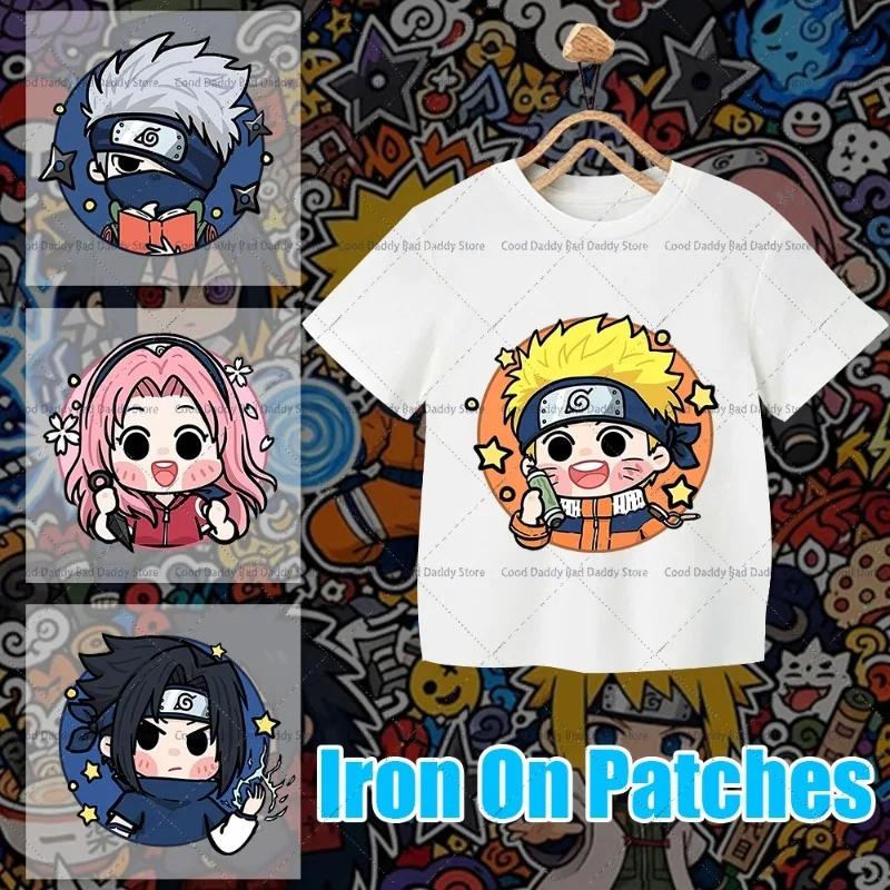 Cartoon Cute Iron on Patches Creative Accessories Narutos Anime Heat Transfer Sticker T-shirt Clothes Appliques DIY Decal Gifts