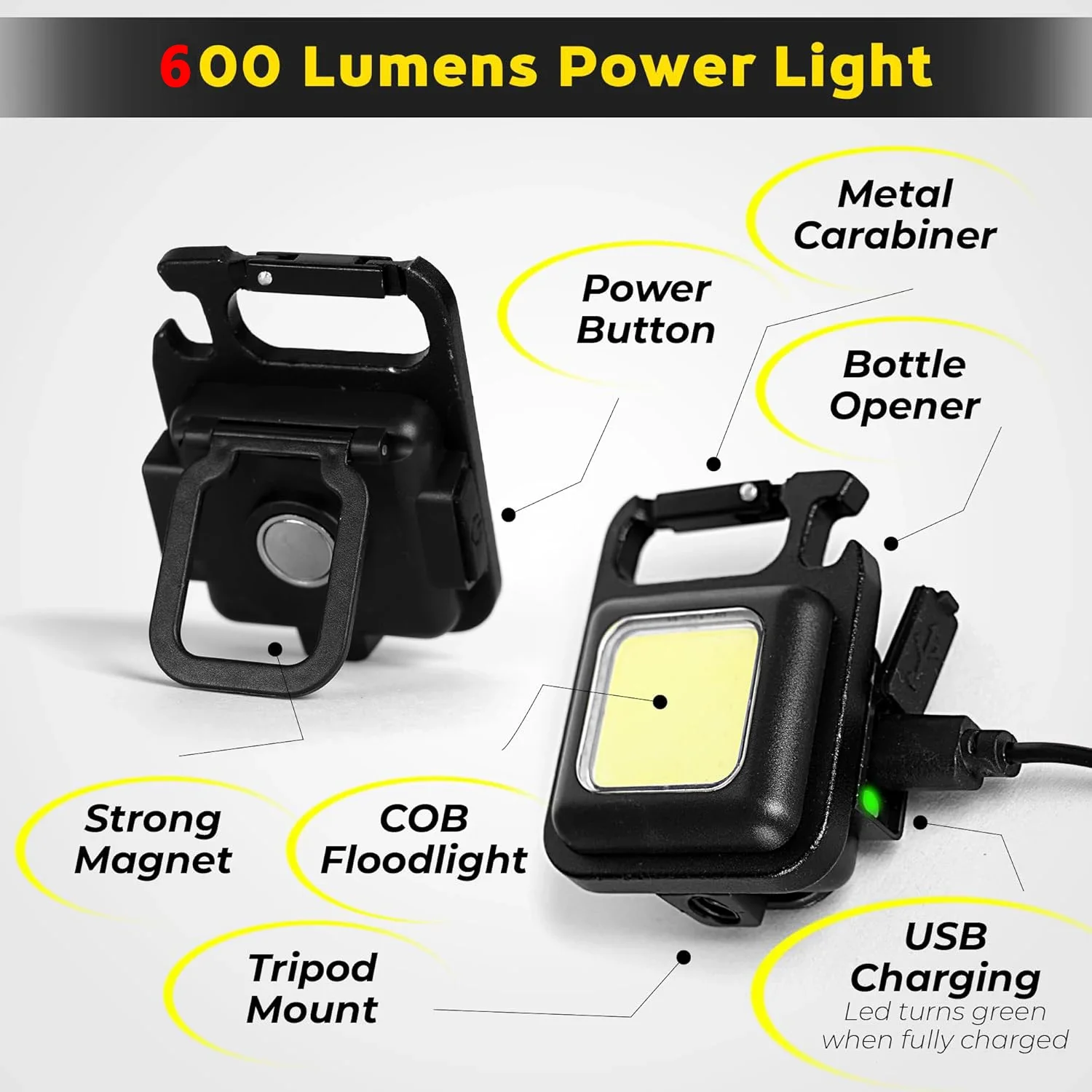 Super Bright Mini COB Keychain Portable light Flashlight Charging Lamp Camping Lights with Magnet 4 Lighting Modes Forwork Light