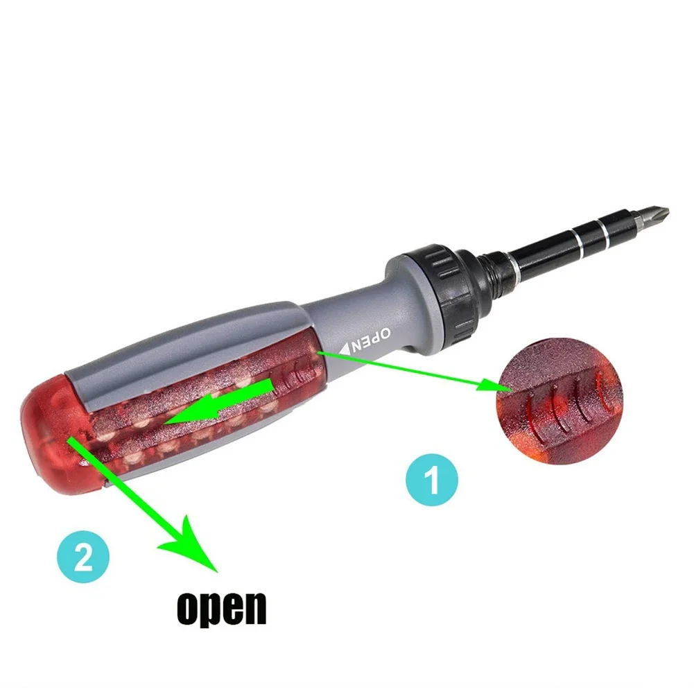 11 In 1 Ratchet Screwdriver Telescopic Tool Two-way ABS Handle Adjustment Forward And Reverse Multi Bits Driver