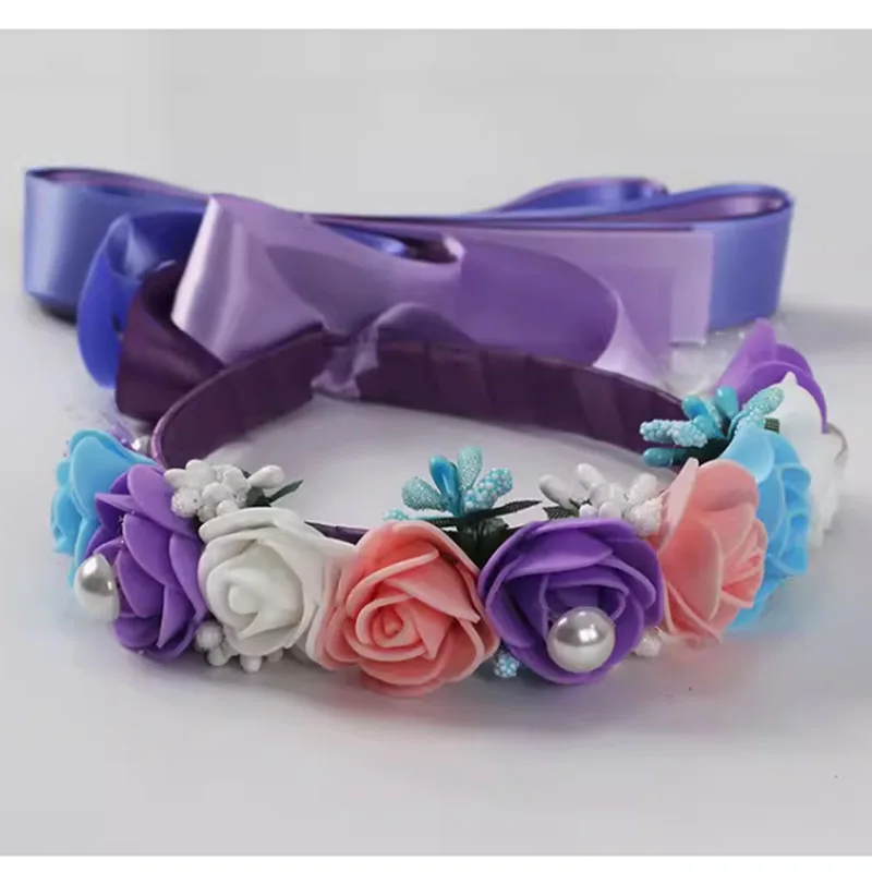 Flower Headbands Ballet Headwear Wreath With Colorful Long Ribbons,Balet Hairbands For Dance Grading Retail Wholesale Drop Ship