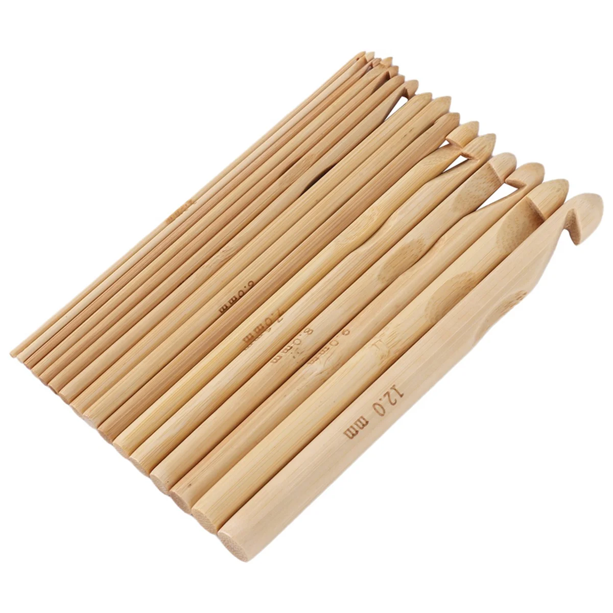 

NEW 16 Pcs Crochet needles knit in wood knitting wool 2.0 mm - 12.0 mm Crochet Hook