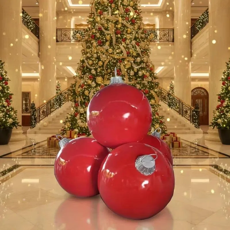 Large Stacked Colorful Fiberglass Christmas Ball Sculpture Waterproof Holiday Decorations for Shopping Malls Hotels Cityscape
