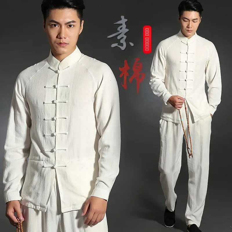 ensemble-hanfu-en-lin-uni-pour-homme-style-zen-a-manches-courtes-pour-le-tai-chi-tenue-decontractee-d'automne-avec-boutons-decoratifs-ne-necessite-pas-de-repassage