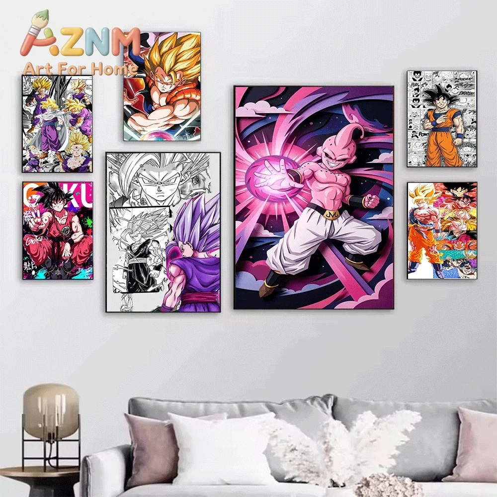 Dragon Ball Z Goku All Characters Anime Canvas Wall Art Unframed Print Poster For Bedroom Living Room Decor