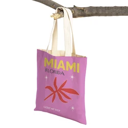 Capri Palmbeach Hawaii Monaco Miami Ibiza Woman Shopping Bags Folding Canvas Nordic Travel Tote Handbag Supermarket Shopper Bag