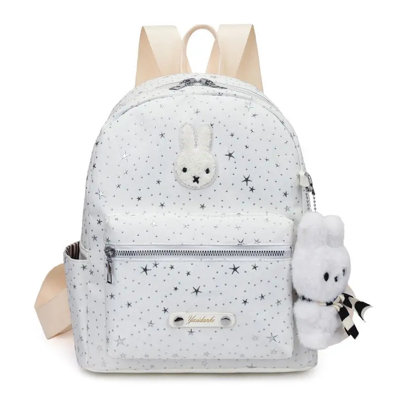Kawaii Miffy Double Shoulder Bag Cute Cartoon Miffyins Style Cute Miffy Rabbit Large Capacity Backpack Commuting Backpack