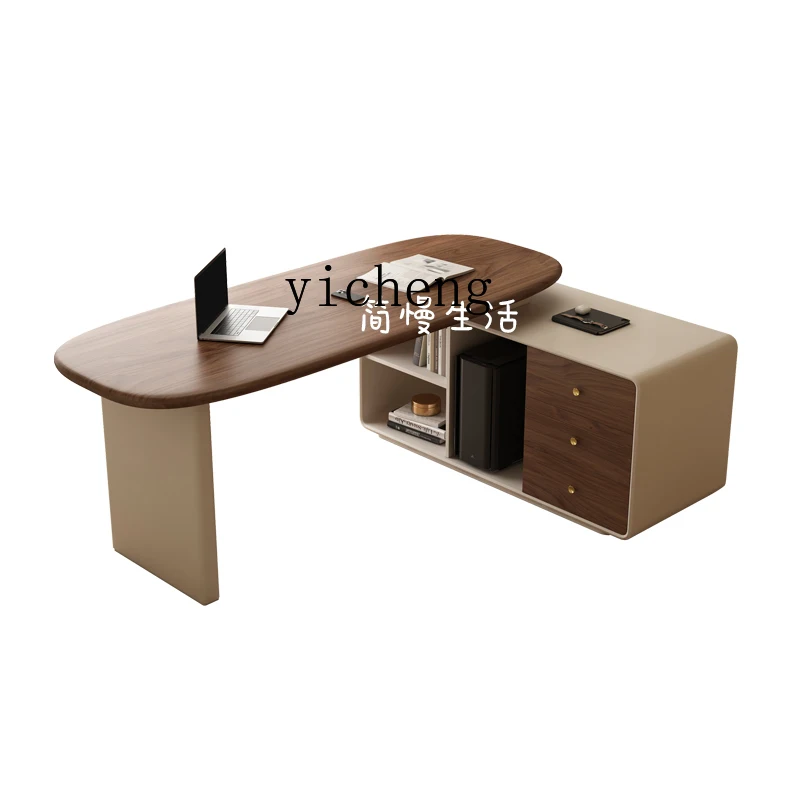 Light Luxury Modern Study Office Desk Consultation Desk French Cream Style Solid Wood Corner Desk