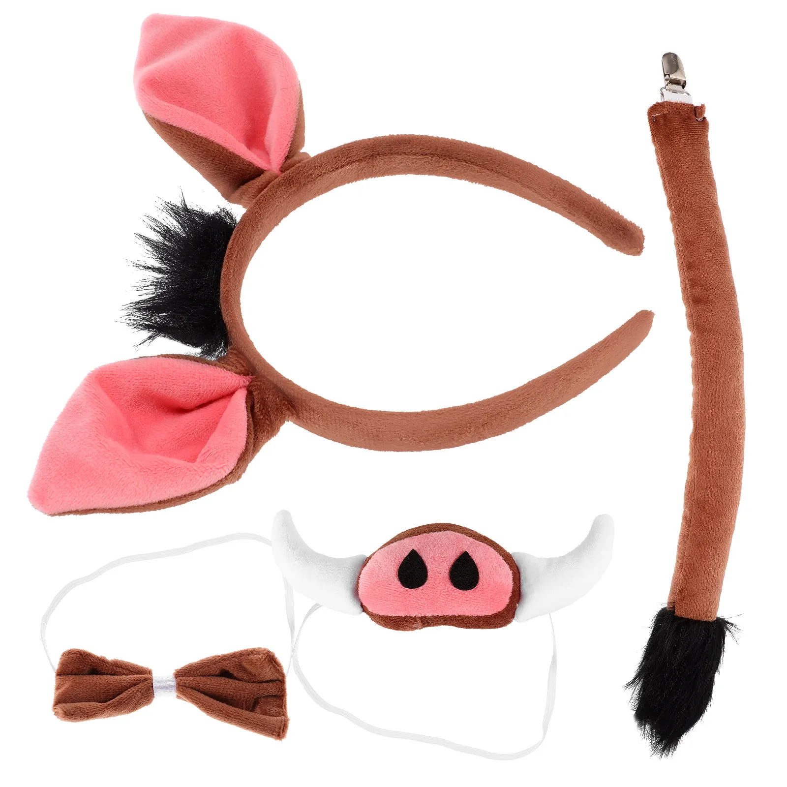 

1 Set Cosplay Costume Pig Ear Headband Fake Nose Bowtie Animal Tail Party Dress Up Animal Cosplay Prop Costume