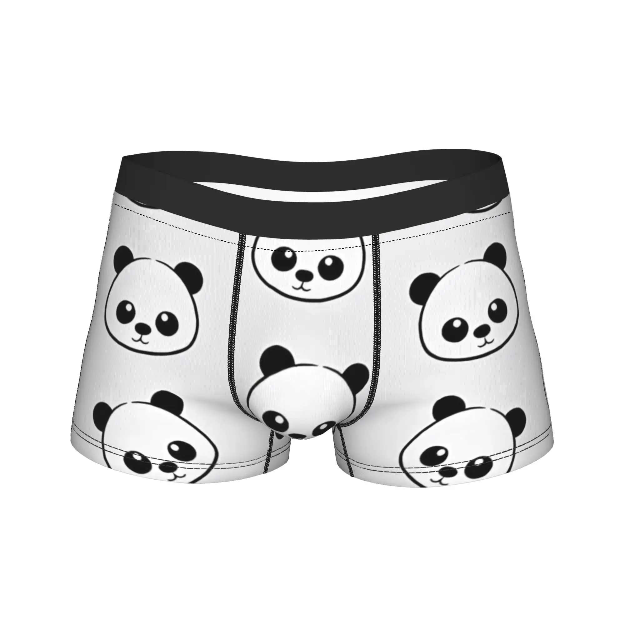 

Simple Panda Face Line Art Underwear Man Panties Custom DIY Elastic Trunk Trenky Shorts Briefs Large Size