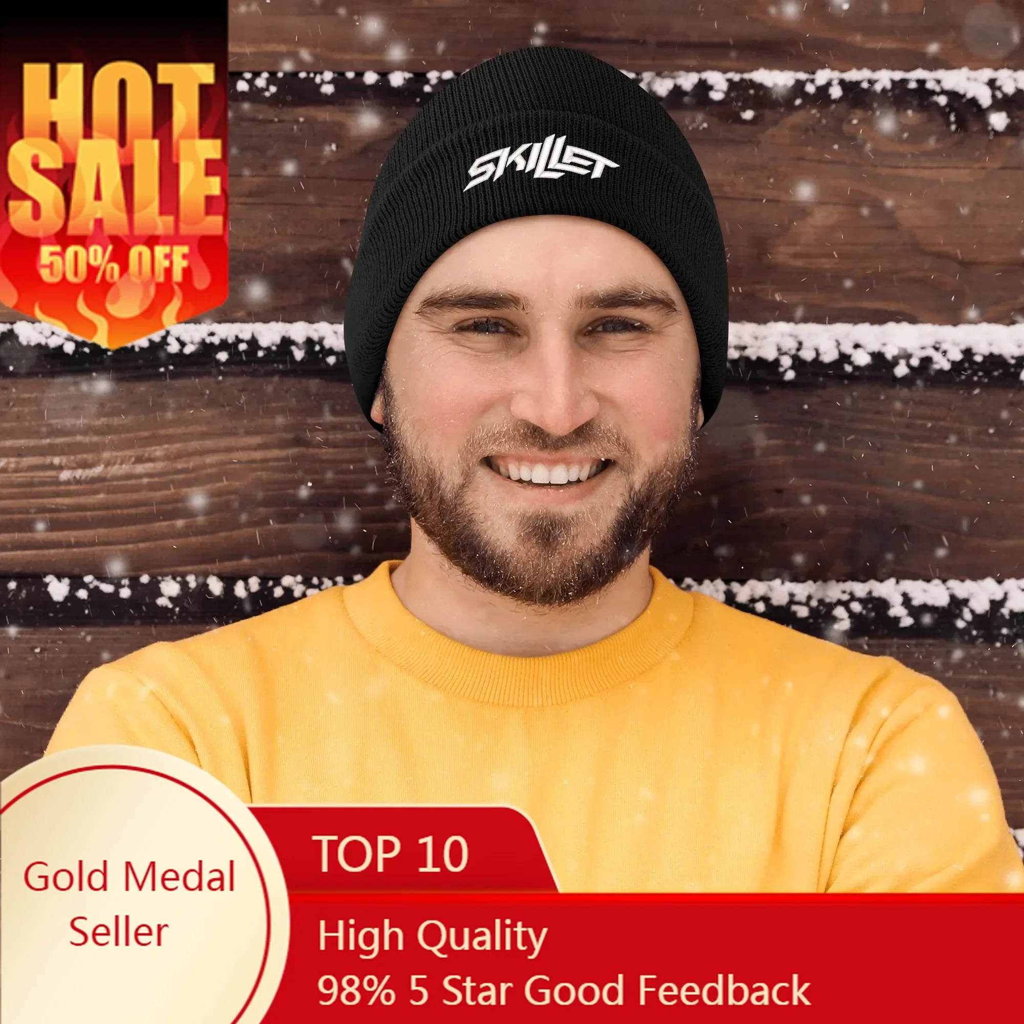

Skillets Band Embroidery Hats Mens Womens Keep Warm Embroidered Beanie Personalized Customized Winter Knit Skull Pullover Caps