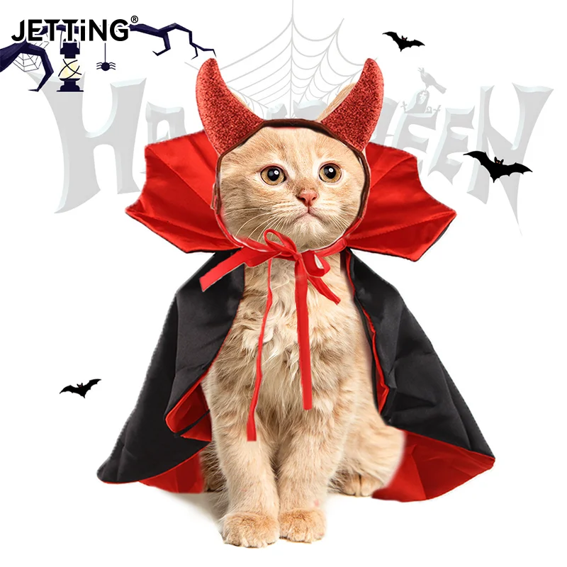 Cute Halloween Pet Costumes Cosplay Vampire Cloak For Small Dog Cat Kitten Puppy Dress Kawaii Pet Clothes Cat Accessoties Gift