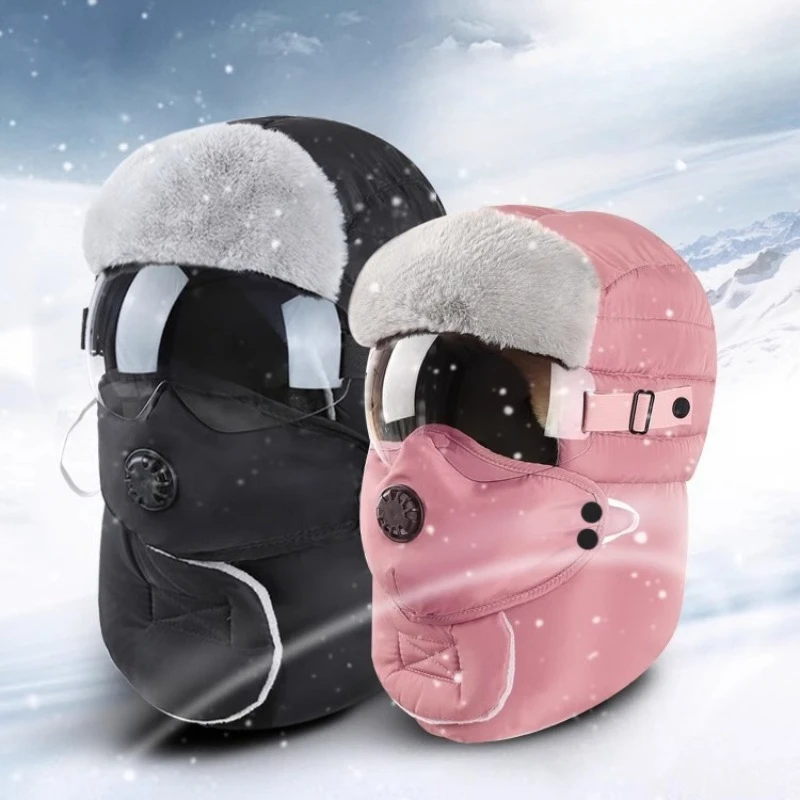 Men's Winter Trapper Aviator Trooper Earflap Warm Russian Waterproof Ski Hat Bomber Caps Russian Warm Ear Protectors Hats Hats