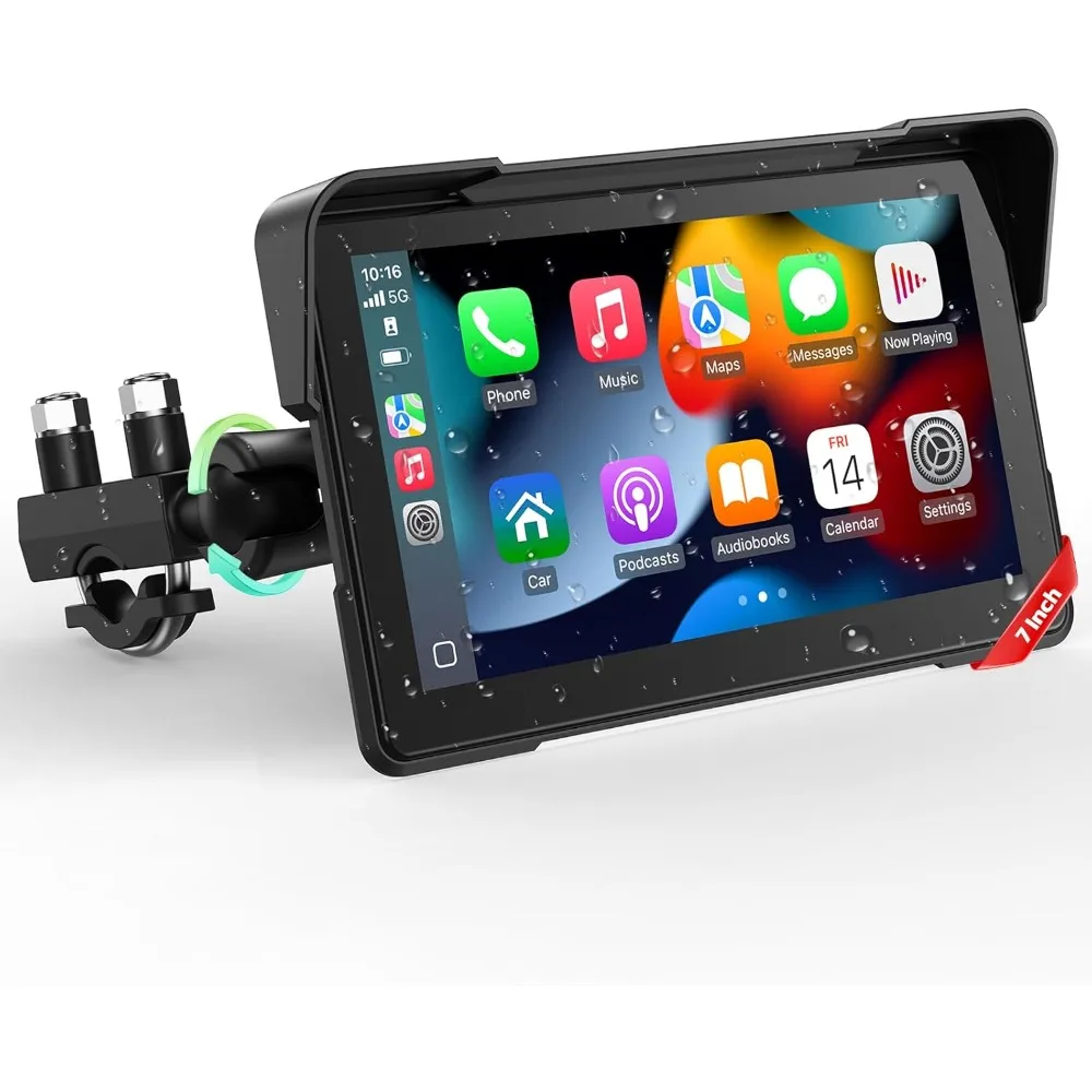 

7-дюймовый беспроводной GPS-навигатор для мотоцикла с CarPlay, Android Auto, портативный экран с Bluetooth, Siri, Google Assistant, защита от...