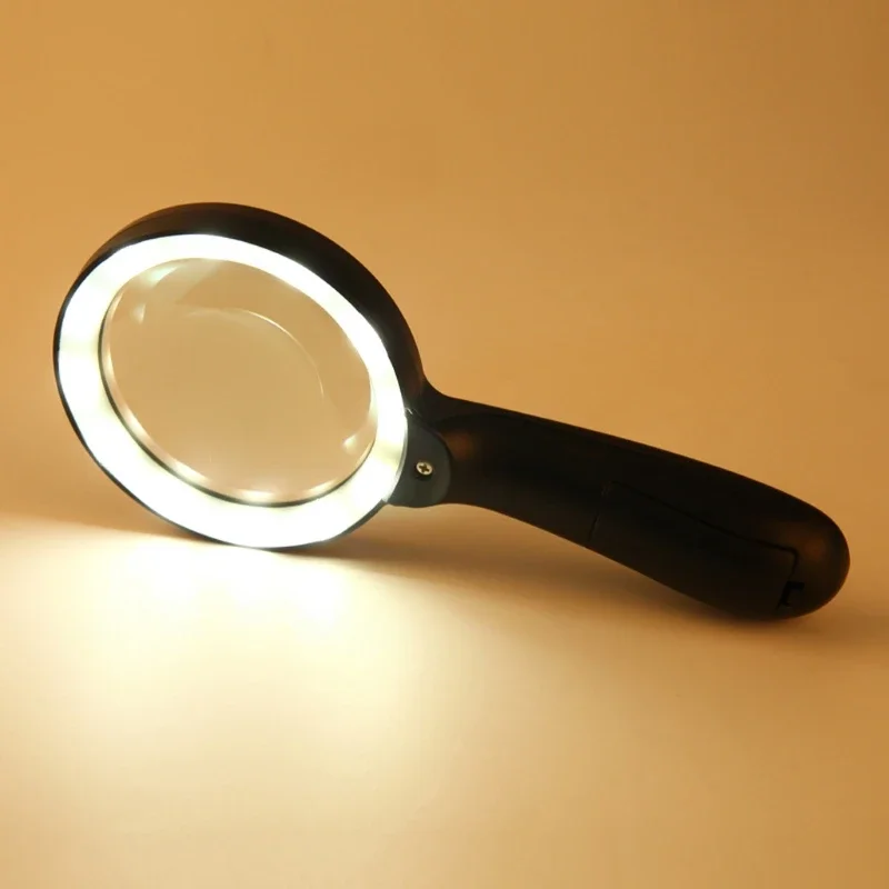 12 LED Illuminated Lighted Magnifier 10X Large Reading Magnifying Glasses for Inspection Coins Stamps Exploring Jewelry