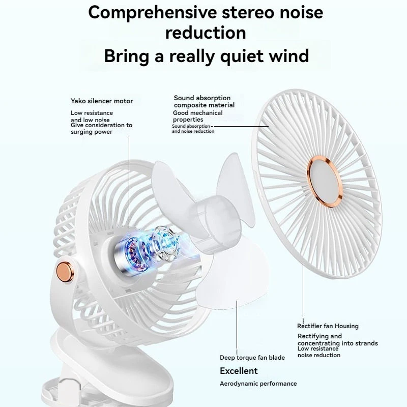 New 3 in 1 Portable Mini Clip Fan Rechargeable Air Circulator Wireless Electric Fan With Led Light Clip-on Home handheld Fan