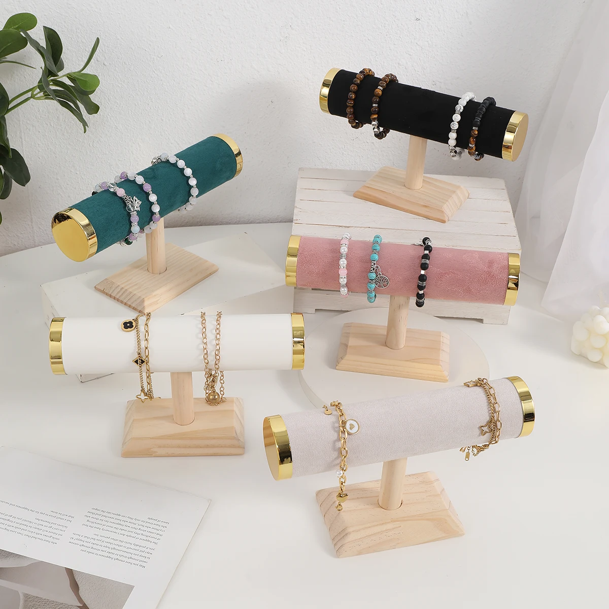 Jewelry Bracelet Display Stand Vertical T Bar Tower Organizer for Hair Band Home Organization Scrunchies Desktop Showcase