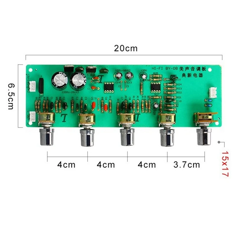 2X 2.0 HIFI AN4558 Audio Preamplifier Bass Midrange Treble Balance Adjustable Audio Preamp Finished Board