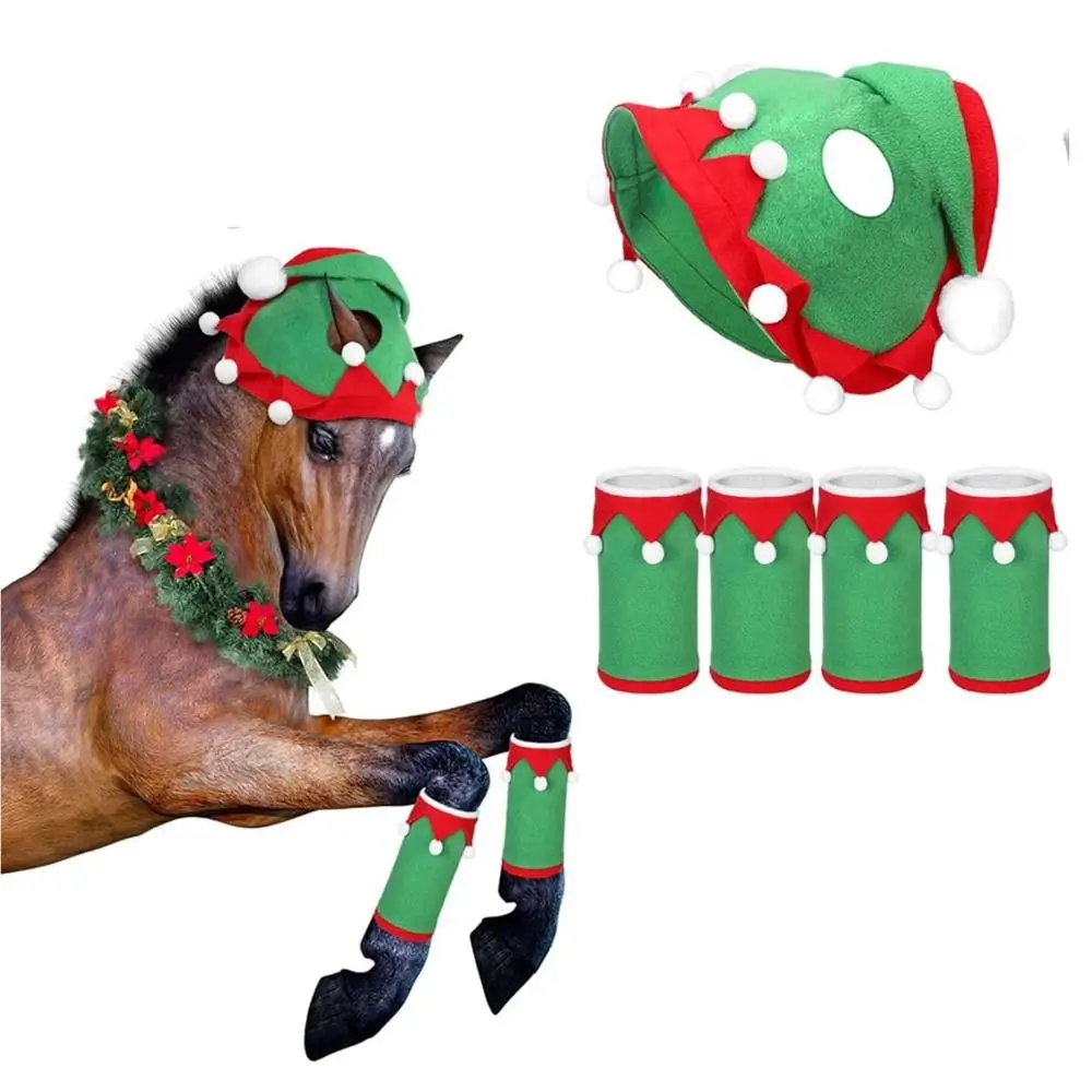 Christmas Design Horse Dress Up Set Santa Style Party Theme Xmas Horse Party Hat Equestrian Equipment Holiday Decoration