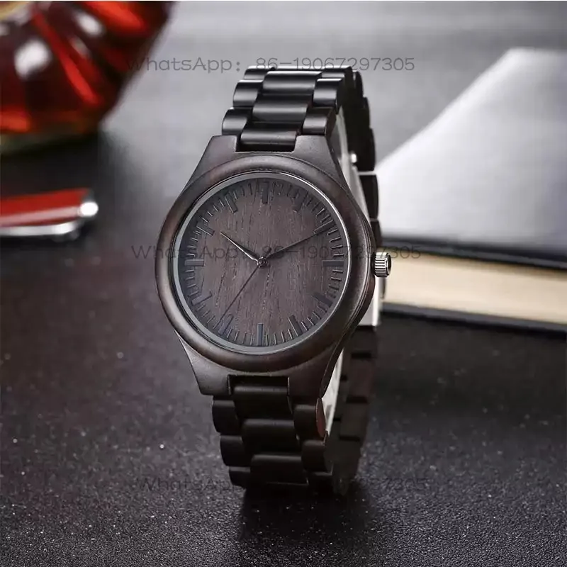Ebony wood literary student watches, solid wood quartz luminous men's and women's wooden watches