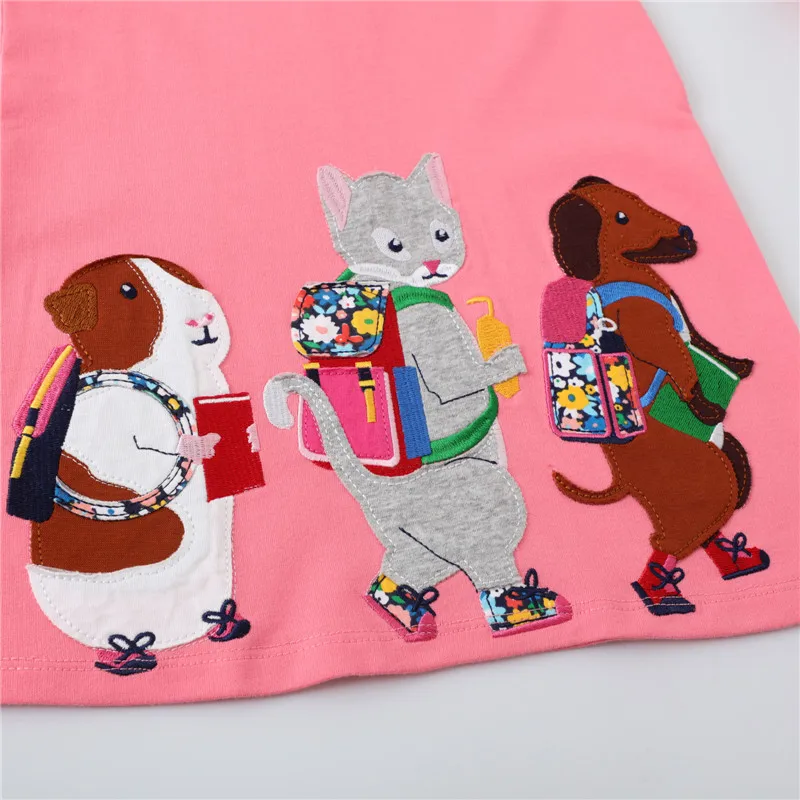 Springen Meter Neue Prinzessin Mädchen Kleider Tiere Stickerei Herbst Baby Kleidung Langarm kinder Kostüm Kinder Kleider – Detail 14
