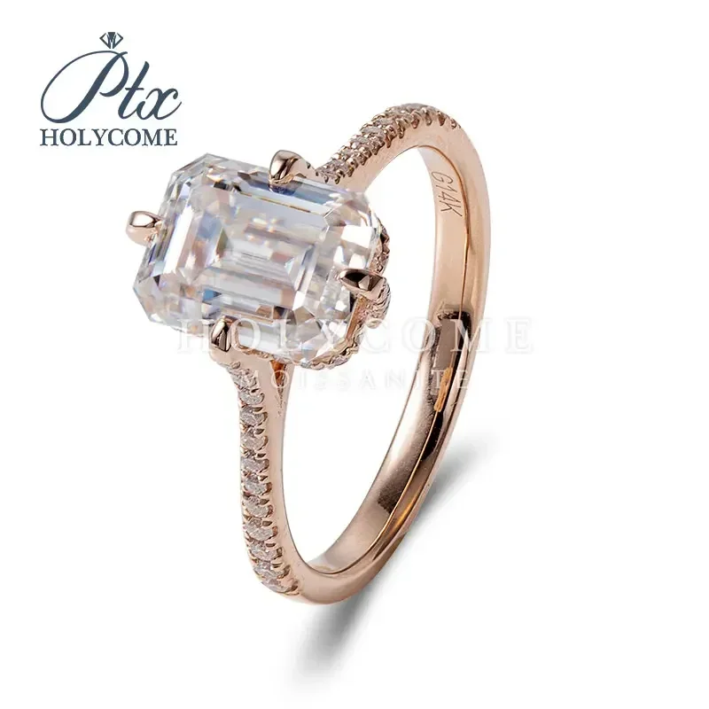 New Design Fashion Ring 14K Gold D Color Asscher Cut Moissanite Ring Wedding Couple Engagement Rings Sterling Silver 925 Jewelry