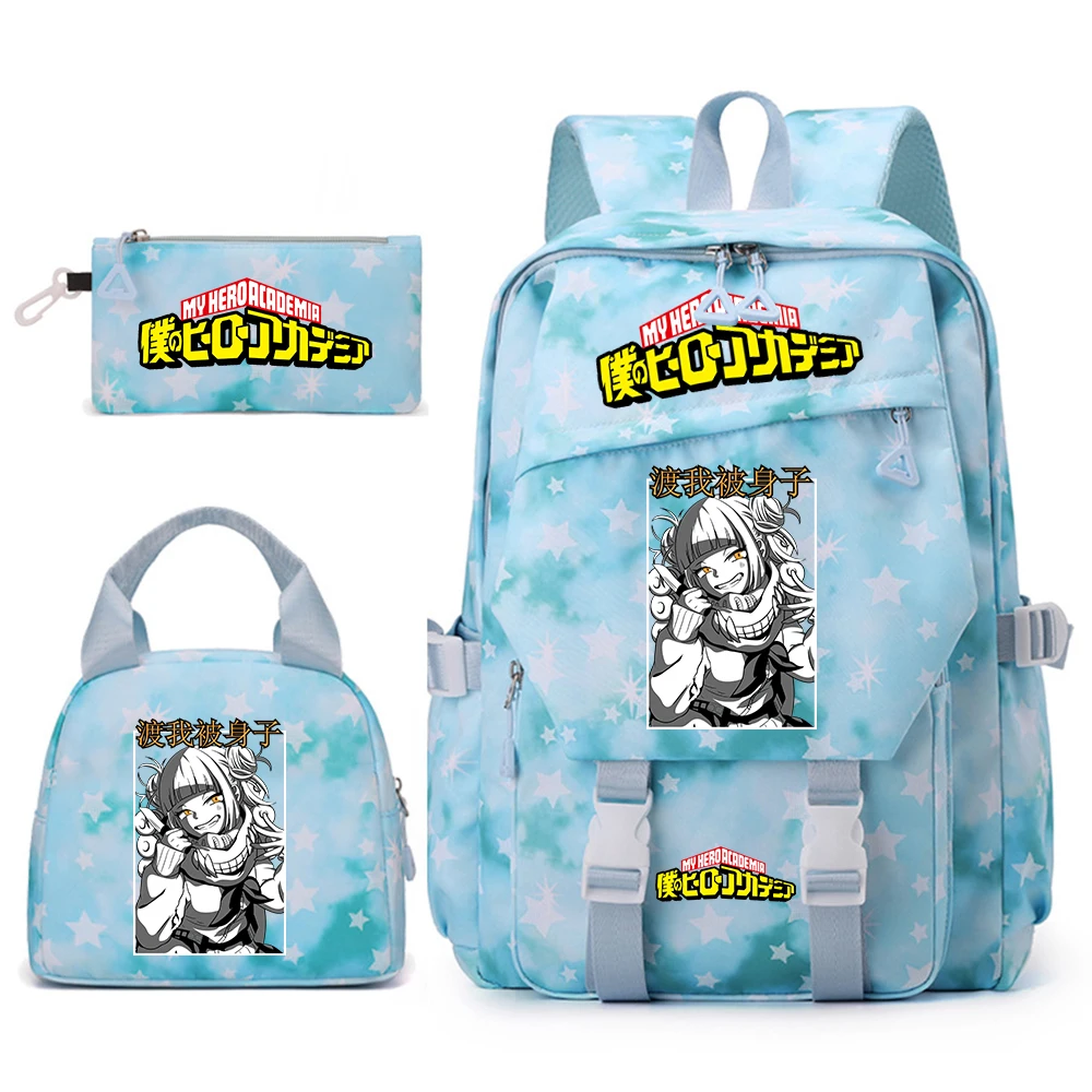 My Hero Academia Toga Himiko Print Student Backpack Lunch Bag Pencil Case Set for Girls School Supplies view 6