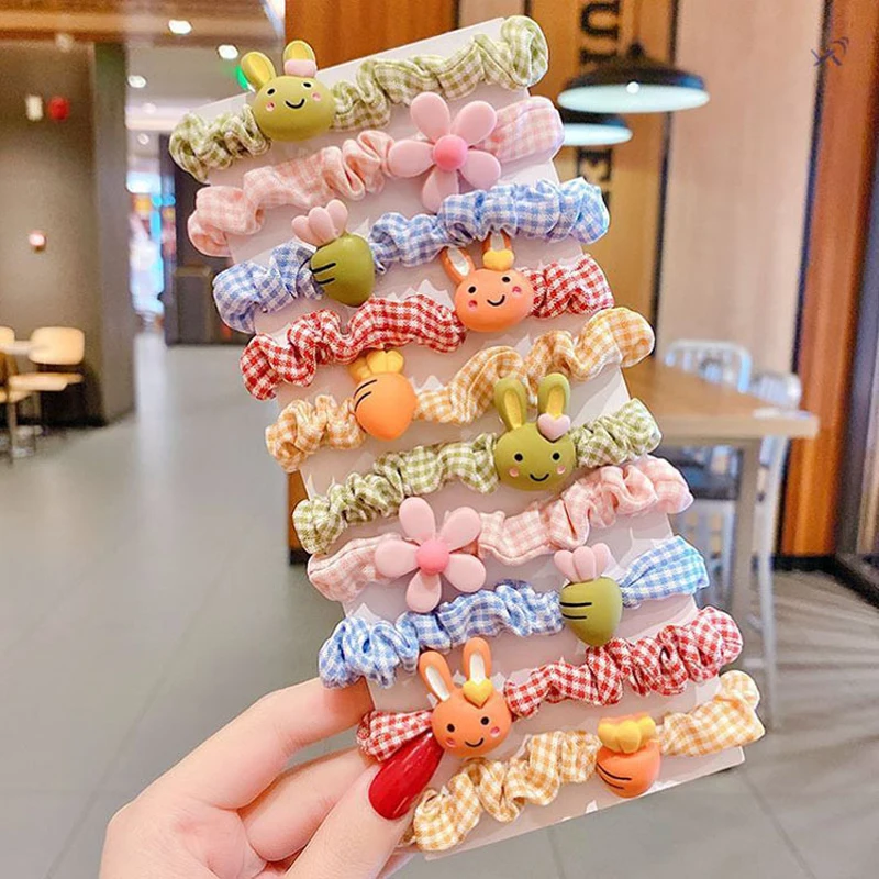 [10-Piece Set] Children\'s Hair Rubber Band Sweet Cute Headdress  Animal Scrunchies Girl Hair Accessories Set Wholesale