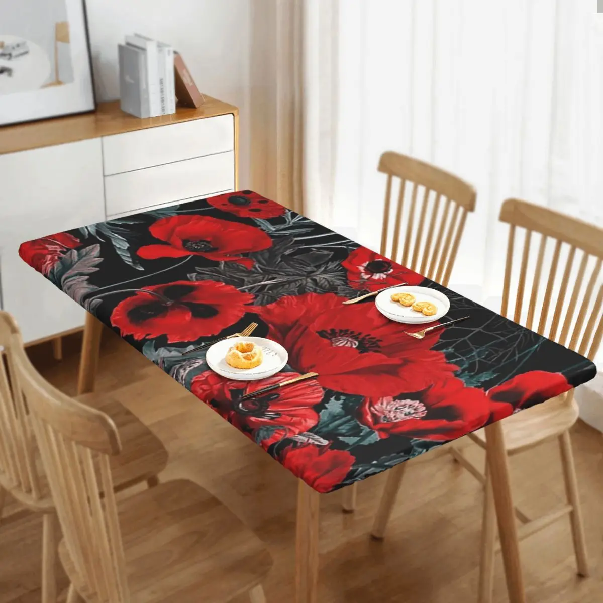 Poppy Gard Customized Rectangular Tablecloth Oilproof Table Cover for Dining Events Table Cloth