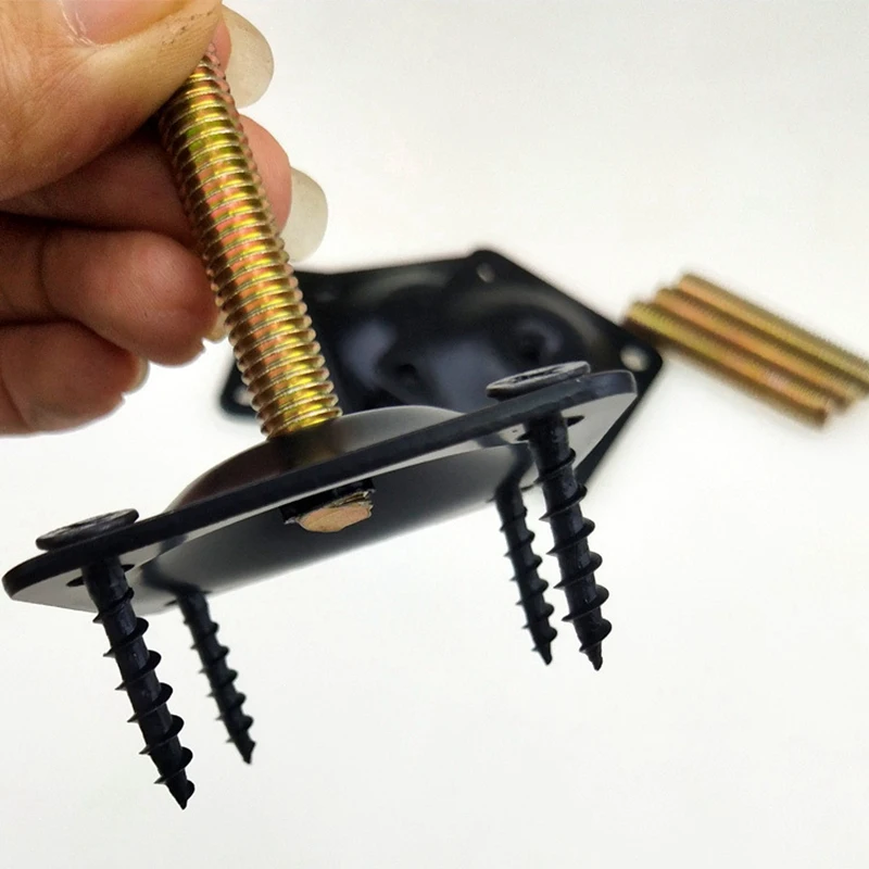 แผ่นยึดขาเฟอร์นิเจอร์4ชิ้น/เซ็ตแผ่นยึดขาโซฟาที่แขวน M8สลักเกลียวอะแดปเตอร์ชุดตัวยึดแผ่นโลหะสำหรับ