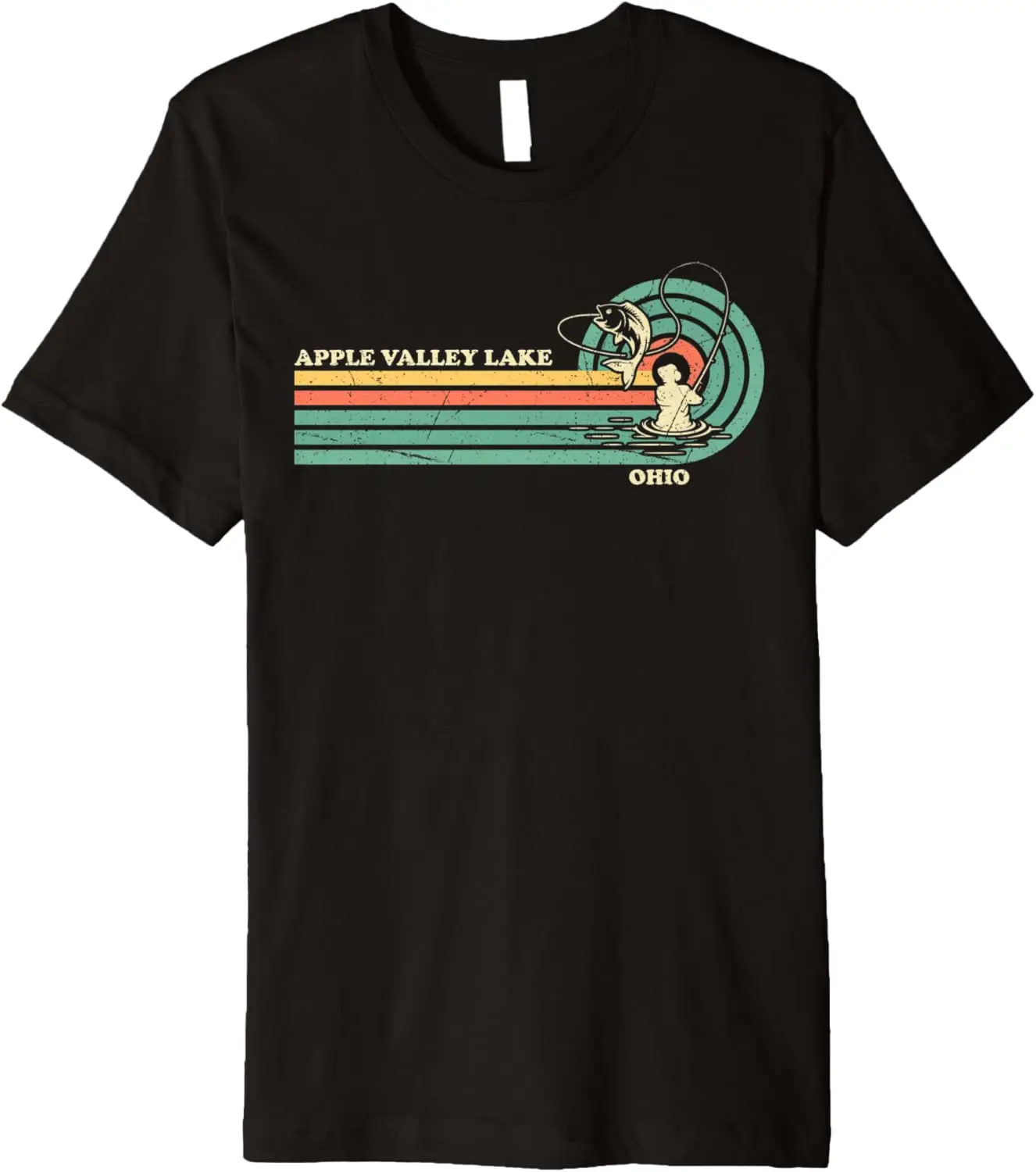 

Vintage Retro Summer Fishing Ohio Apple Valley Lake Premium T-Shirt