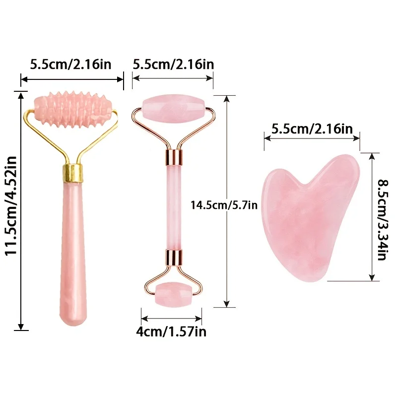 Herzförmiger Gesichtsmassagestab & Gesichtsroller-Set 4 Jahreszeiten Beauty Stick Körper Gua Sha Gesichtspflege-Tools – Detail 6