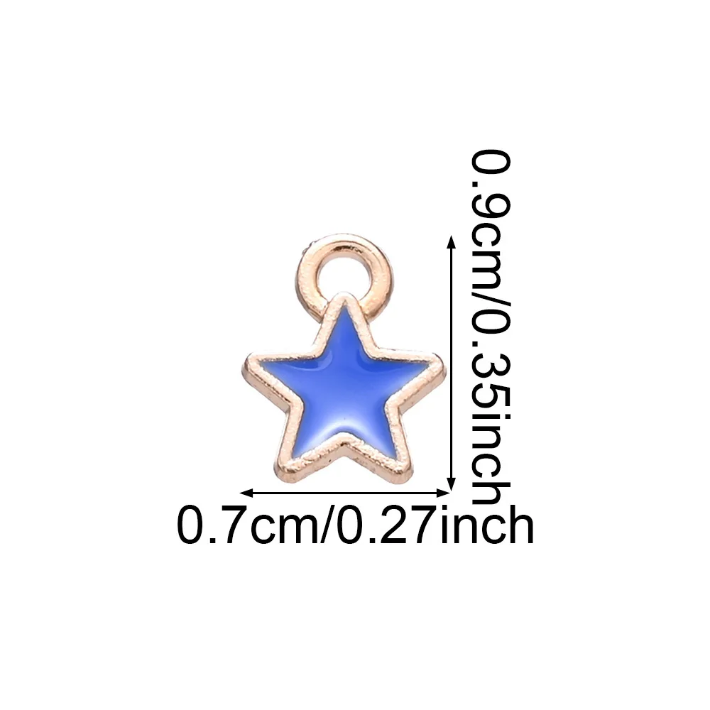 10/50pcs Multicolor Alloy Enamel Star Charms for DIY Jewellery
