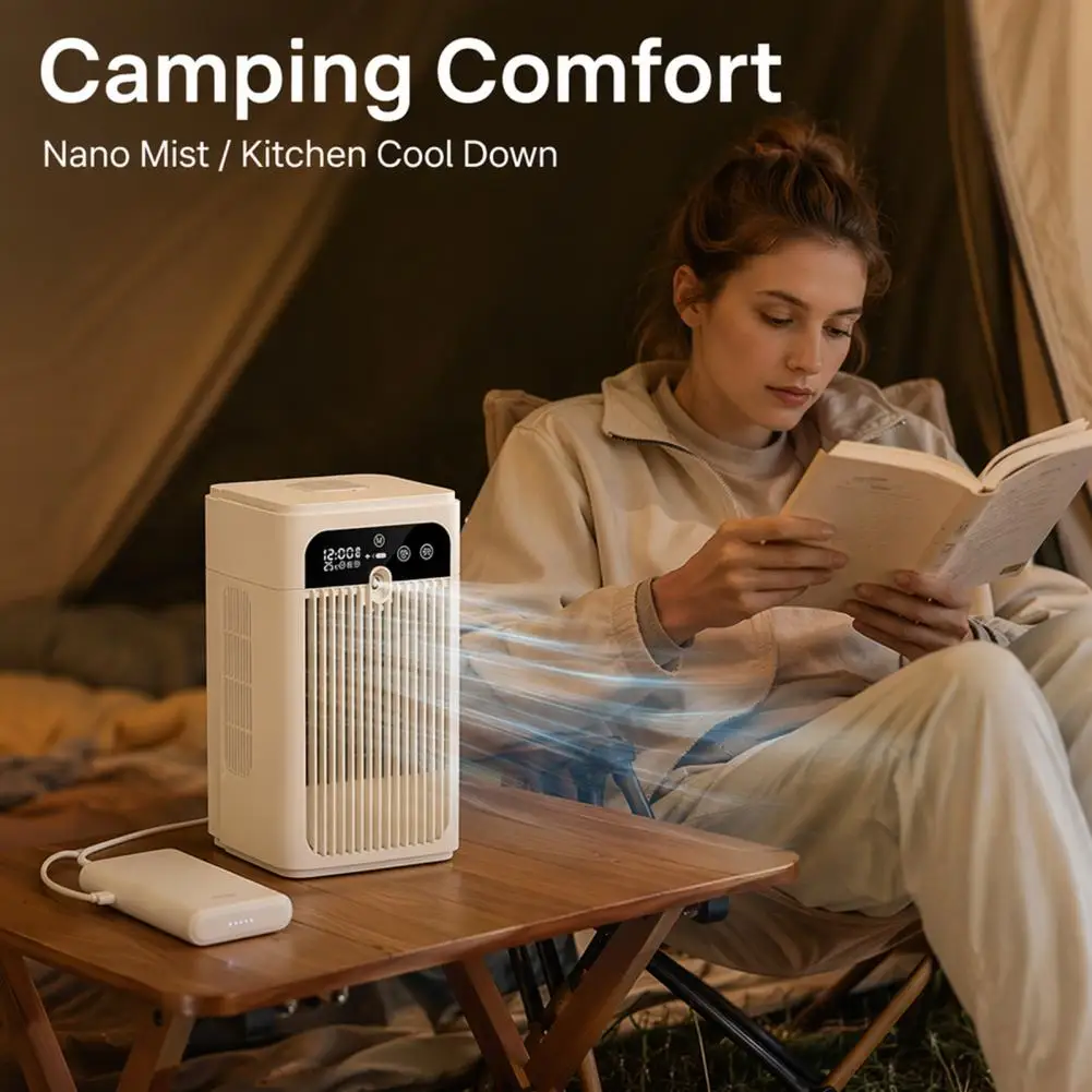 

Portable Air Cooler Fan, 3 In 1 Cooling, Humidifying & Charging, Evaporative Air Conditioner With Mist, Personal Cooling Fan