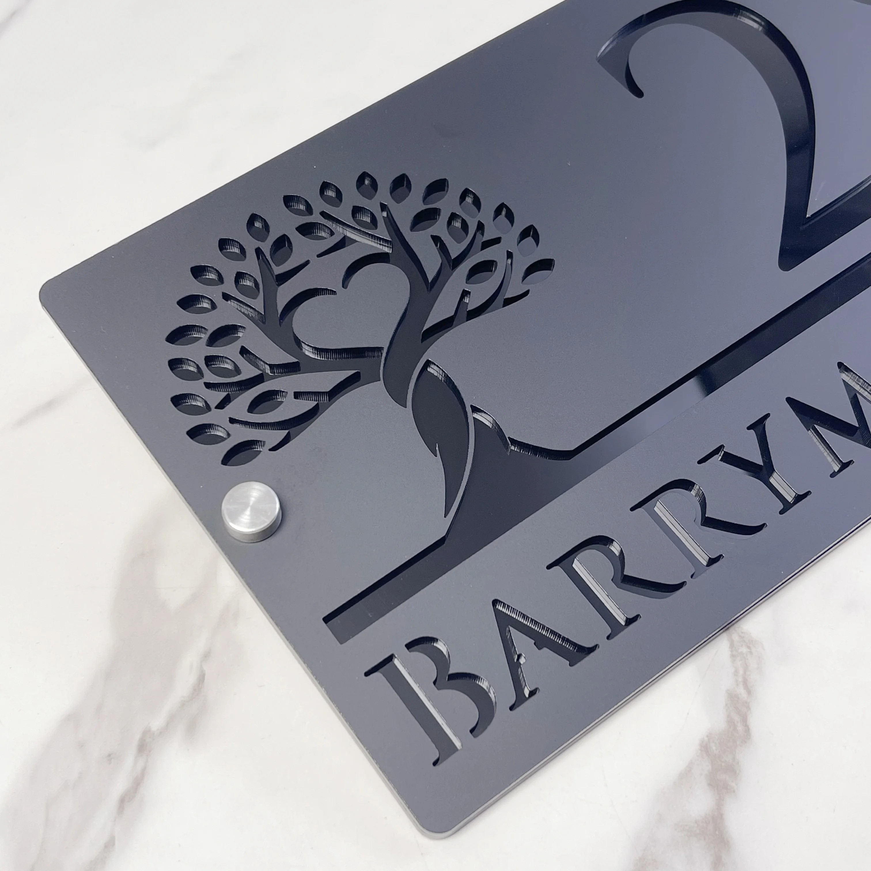 Custom 3D Floating House Number Sign Laser Cut Acrylic Address Plaque with Family Name Outdoor Door Sign for Home or Street Use