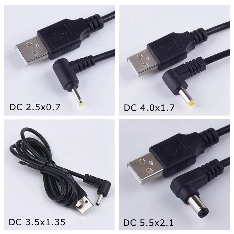 USB to DC 3.5mm x 1.35mm 5V DC Barrel Jack Power Cable USB A Male to DC 2.0*0.6 2.5*0.7  4.0*1.7 5.5*2.1/2.5 2.5mm 3.5mm Audio