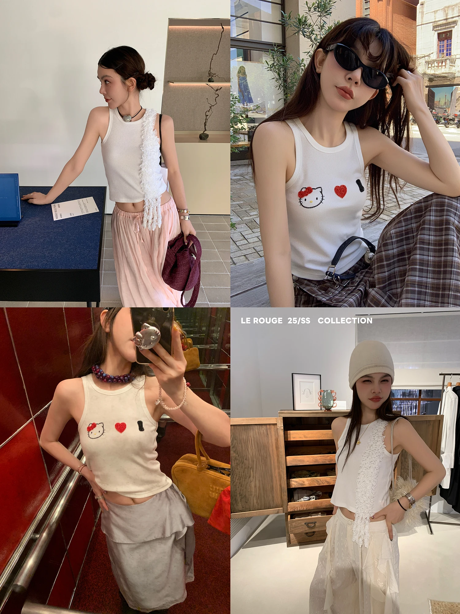 

Топ Le Rouge Kit с кружевной отделкой и бахромой, круглый вырез, в рубчик, сексуальный, для повседневной носки, облегающий, из смеси полиэстера, хлопка и спандекса