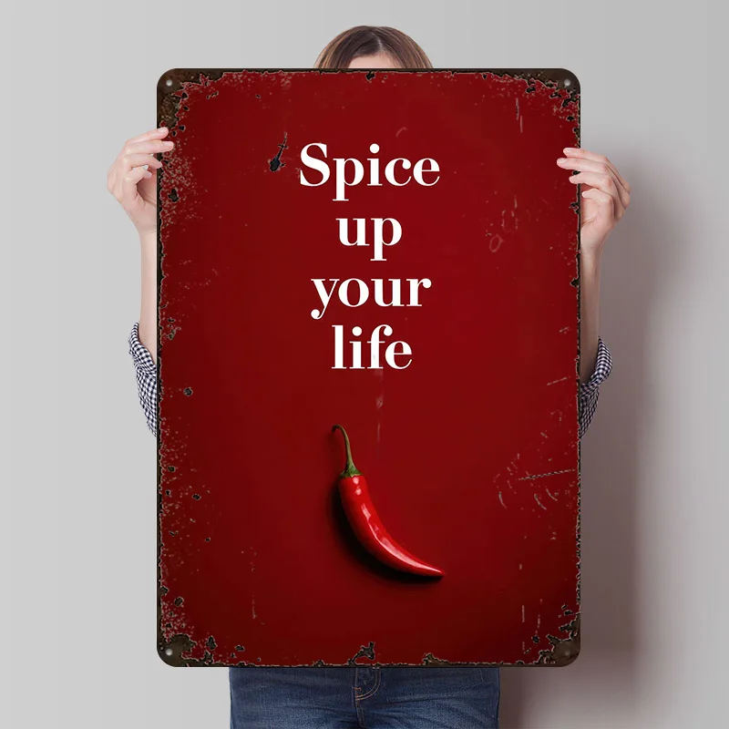 Spice Up Your Life Metal Poster Customized Wall Art Retro Vintage Metal Signs for Man Cave Home Decor Living Room Custom Plate