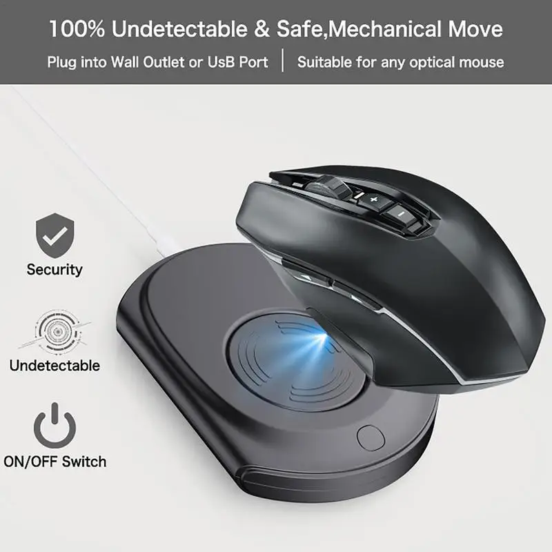 Mouse Mover Device Undetectable Noiseless Ultra-thin Computer Mouse Mover Pad Driver-Free Mouse Wiggler Device Keeps Mouse