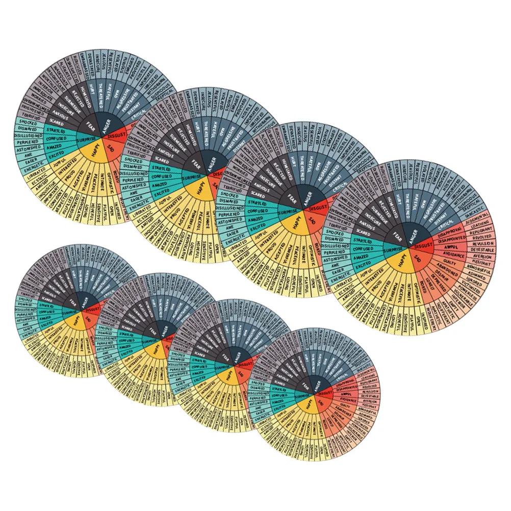 8Pcs Emotional Feeling Wheel Stickers PVC Self Adhesive Creative Scrapbooking Stickers Laptop Computer Luggage Decorative Decals