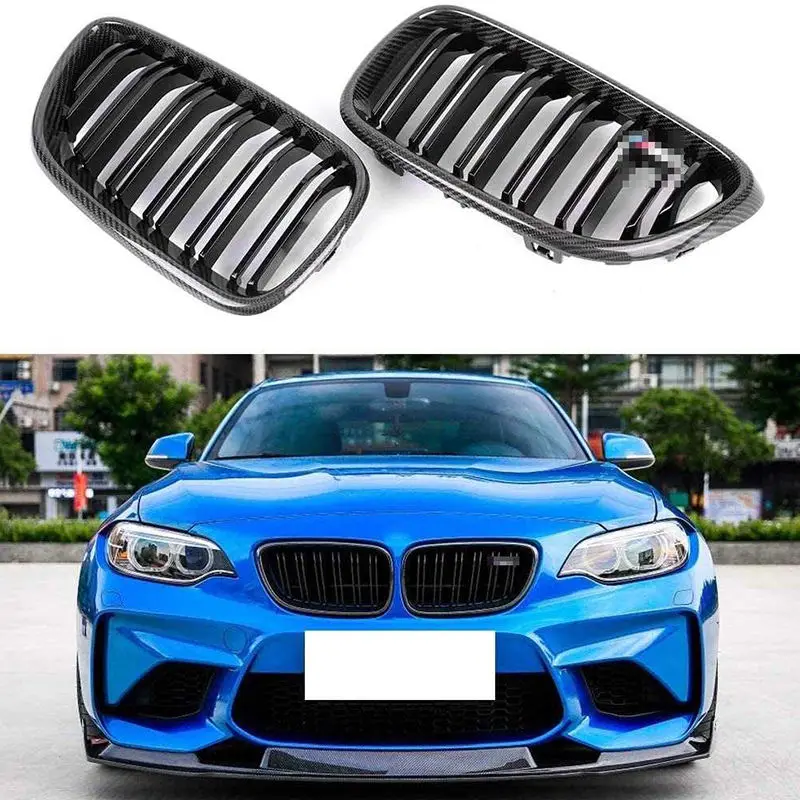 

Double Kidney Slat Front Grille Carbon Fiber Bumper Grill For Bmw 2 Series F22 F23 235I 240I M2 F87