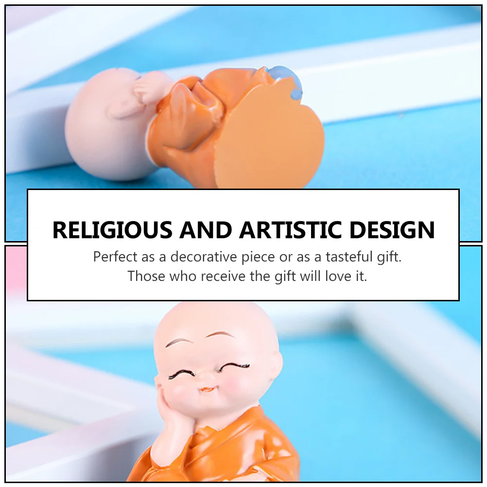 

8Pcs Resin Mini Monk Buddha Statues Desktop Ornament Car Decoration Religious Temple Figure Buddha Statue Temple Ornament